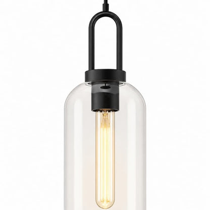 Alora Mood PD401606MBCL Soji Japanese Lantern-Inspired Pendant Ceiling Light with Matte Black Finish and Clear Glass Shade