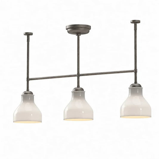 Alora Mood LP540334BNGO Westlake 34-Inch 3-Light Linear Pendant in Brushed Nickel Finish with Glossy Opal Glass Shades