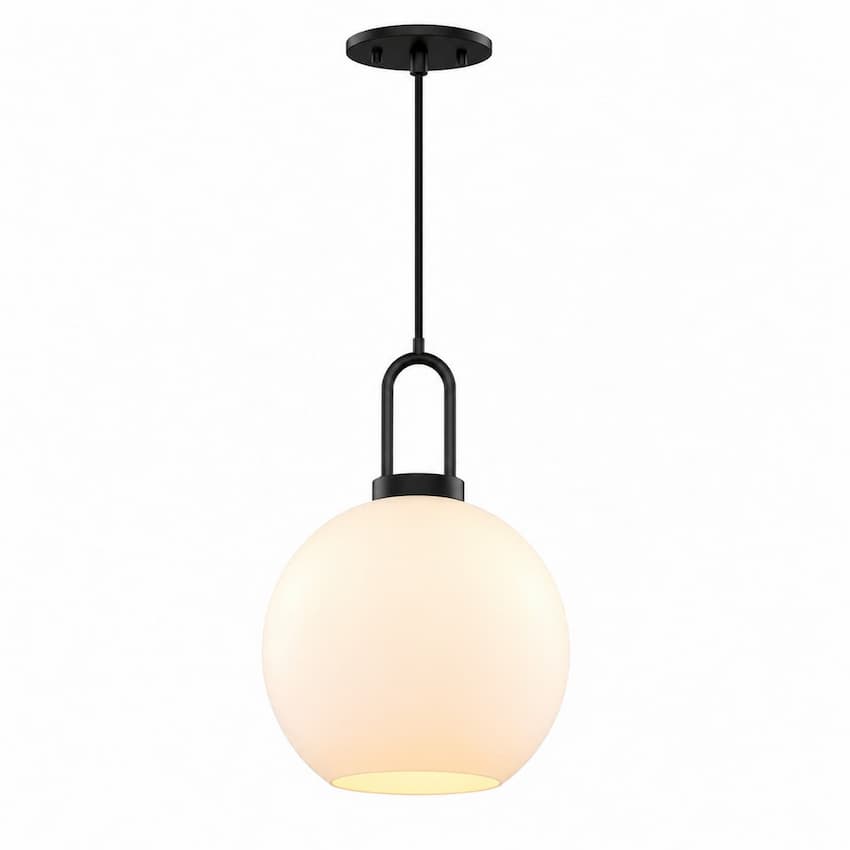 Alora Mood Soji PD601608MBOP 8-Inch Pendant Light in Matte Black Finish with Opal Matte Glass Shade