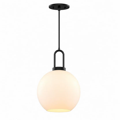 Alora Mood Soji PD601608MBOP 8-Inch Pendant Light in Matte Black Finish with Opal Matte Glass Shade
