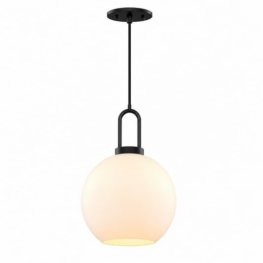 Alora Mood Soji PD601608MBOP 8-Inch Pendant Light in Matte Black Finish with Opal Matte Glass Shade