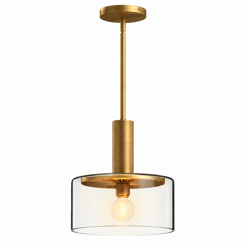 Alora Mood Royale PD535010AGCL 10-Inch 1-Light Pendant in Aged Gold Finish with Clear Glass Shade