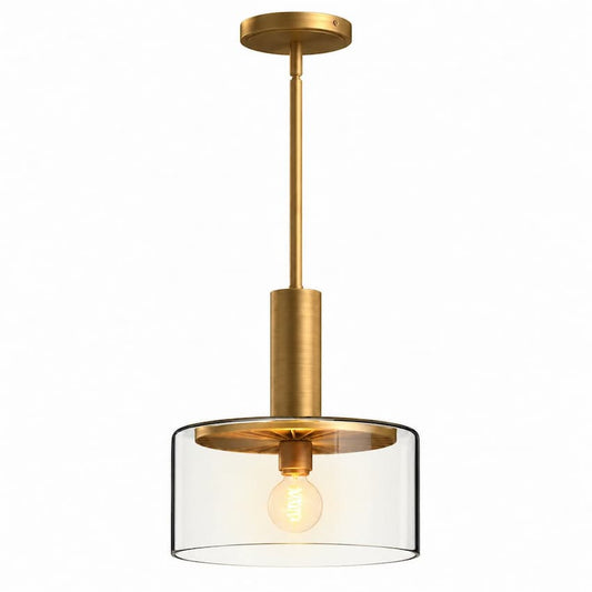 Alora Mood Royale PD535010AGCL 10-Inch 1-Light Pendant in Aged Gold Finish with Clear Glass Shade