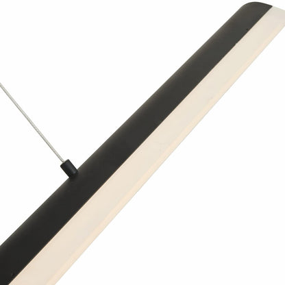 Modern Abra Eros pendant fixture with two curved acrylic light bars for contemporary kitchen island and statement lighting