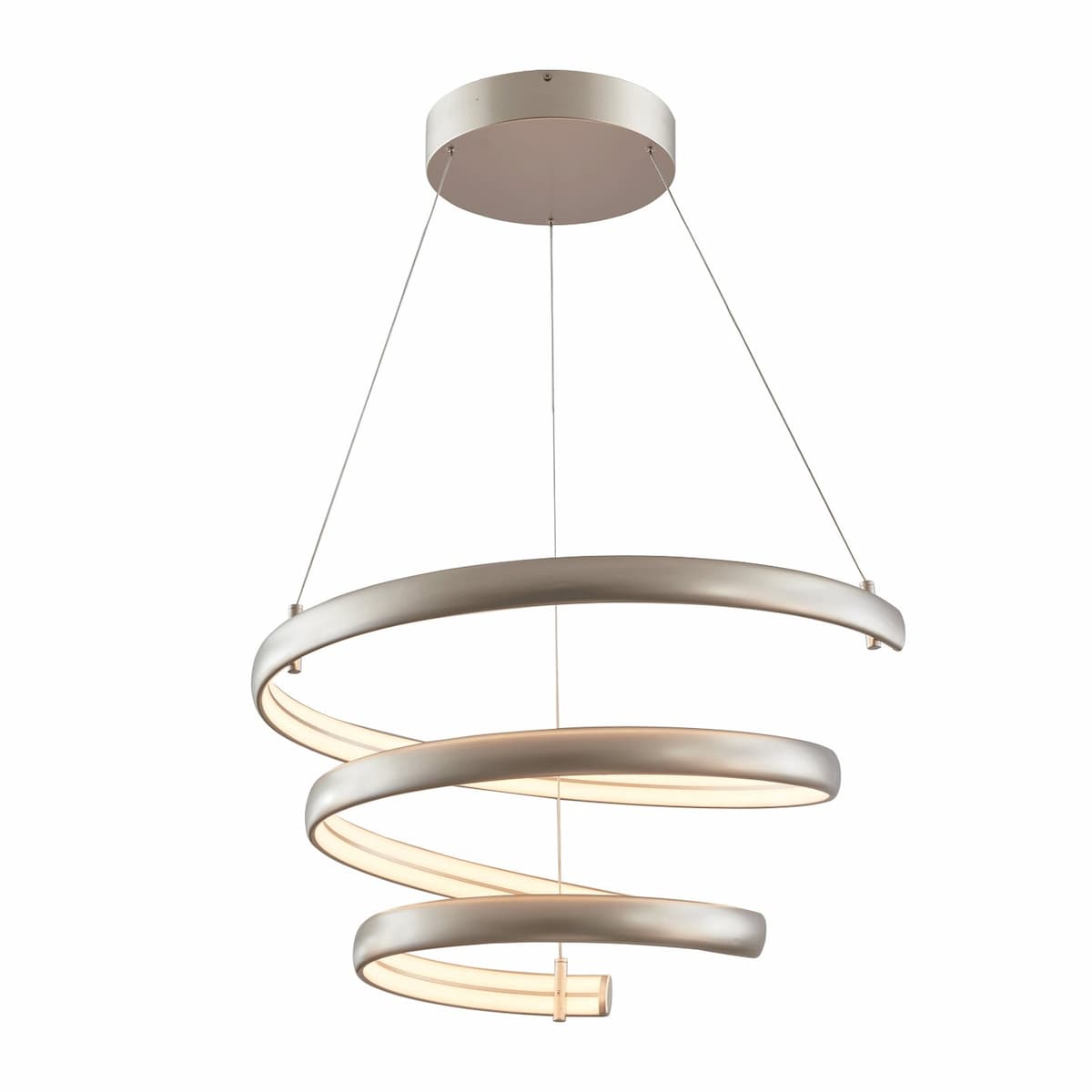 Abra 10005PN Sling oval spring pendant with modern sculptural profile for dining rooms, living spaces, and contemporary interiors