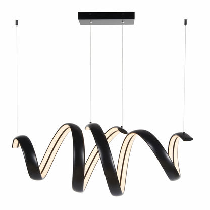 Abra Sling 10006PN linear spring pendant light with sculptural contemporary design for modern residential and commercial interiors