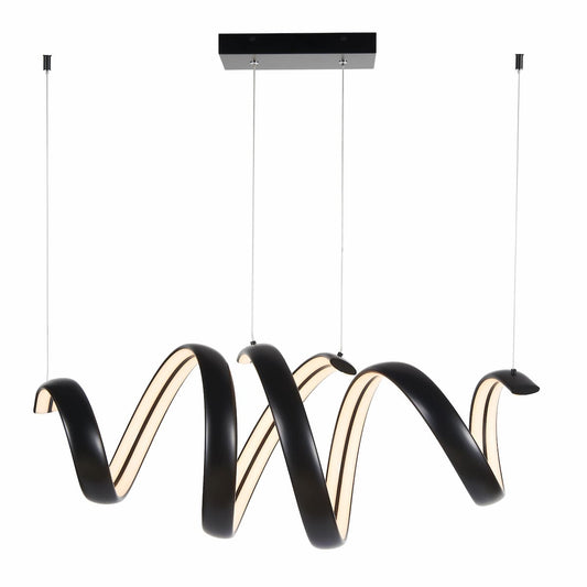 Abra Sling 10006PN linear spring pendant light with sculptural contemporary design for modern residential and commercial interiors