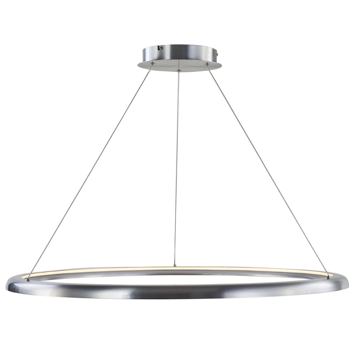 Abra Saturn 36" Dual Illuminated Ring Pendant Brushed Aluminum