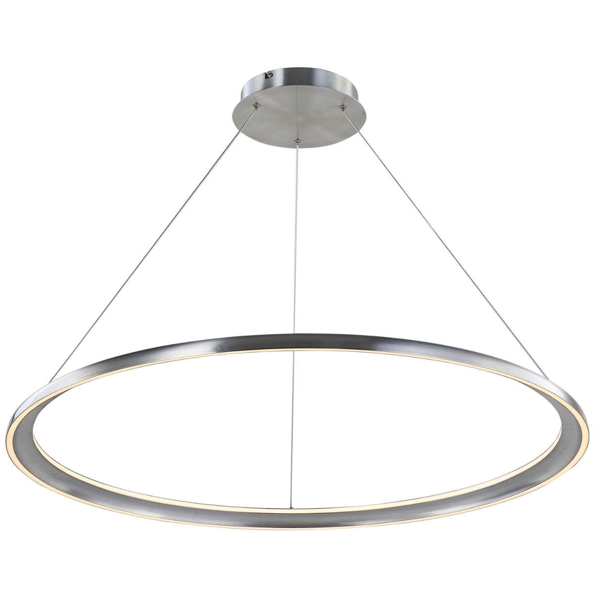 Abra Saturn 10011PN contemporary 36-inch pendant featuring dual illuminated rings with integrated LED lighting