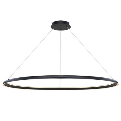 Abra Saturn 10012PN contemporary 48-inch pendant featuring dual illuminated rings with integrated LED lighting