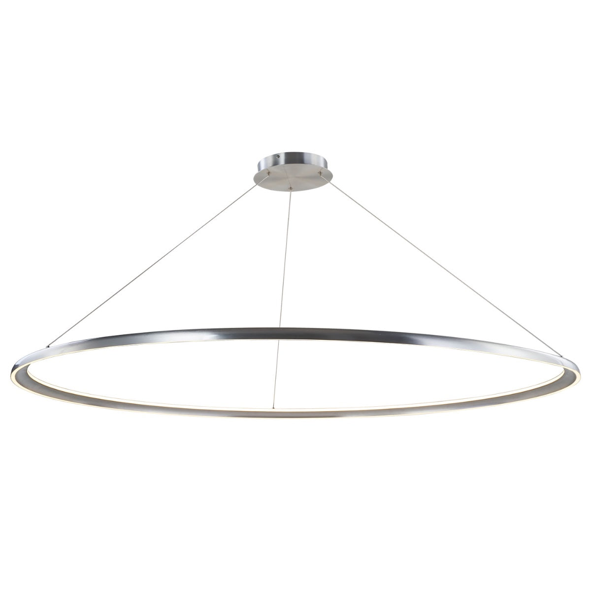 Abra Saturn 10013PN contemporary 60-inch pendant featuring dual illuminated rings with integrated LED lighting