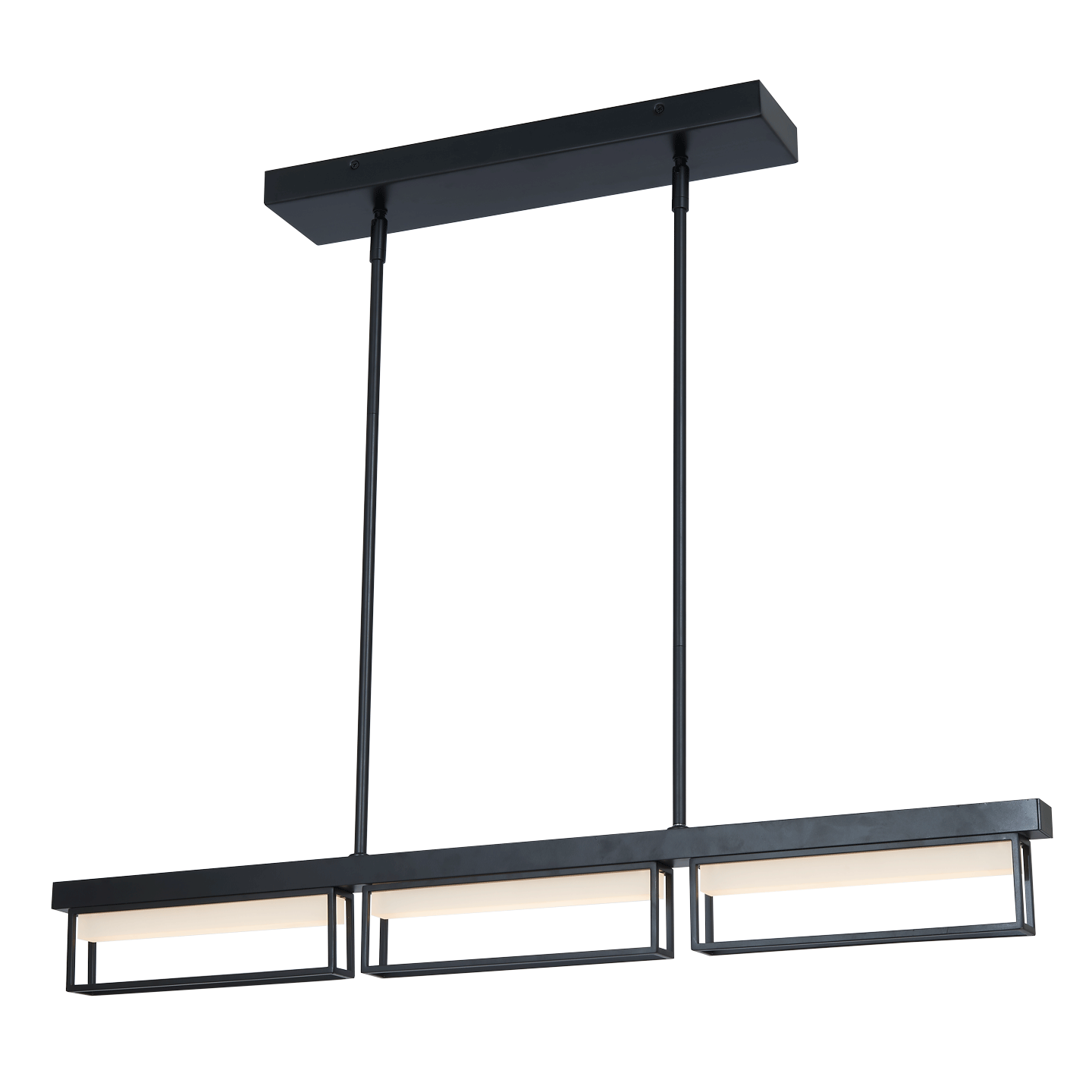 Abra Pane 3- Light Framed Pendant with Frosted Glass Diffuser Matte Black