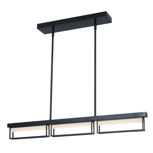 Abra Pane 3- Light Framed Pendant with Frosted Glass Diffuser Matte Black