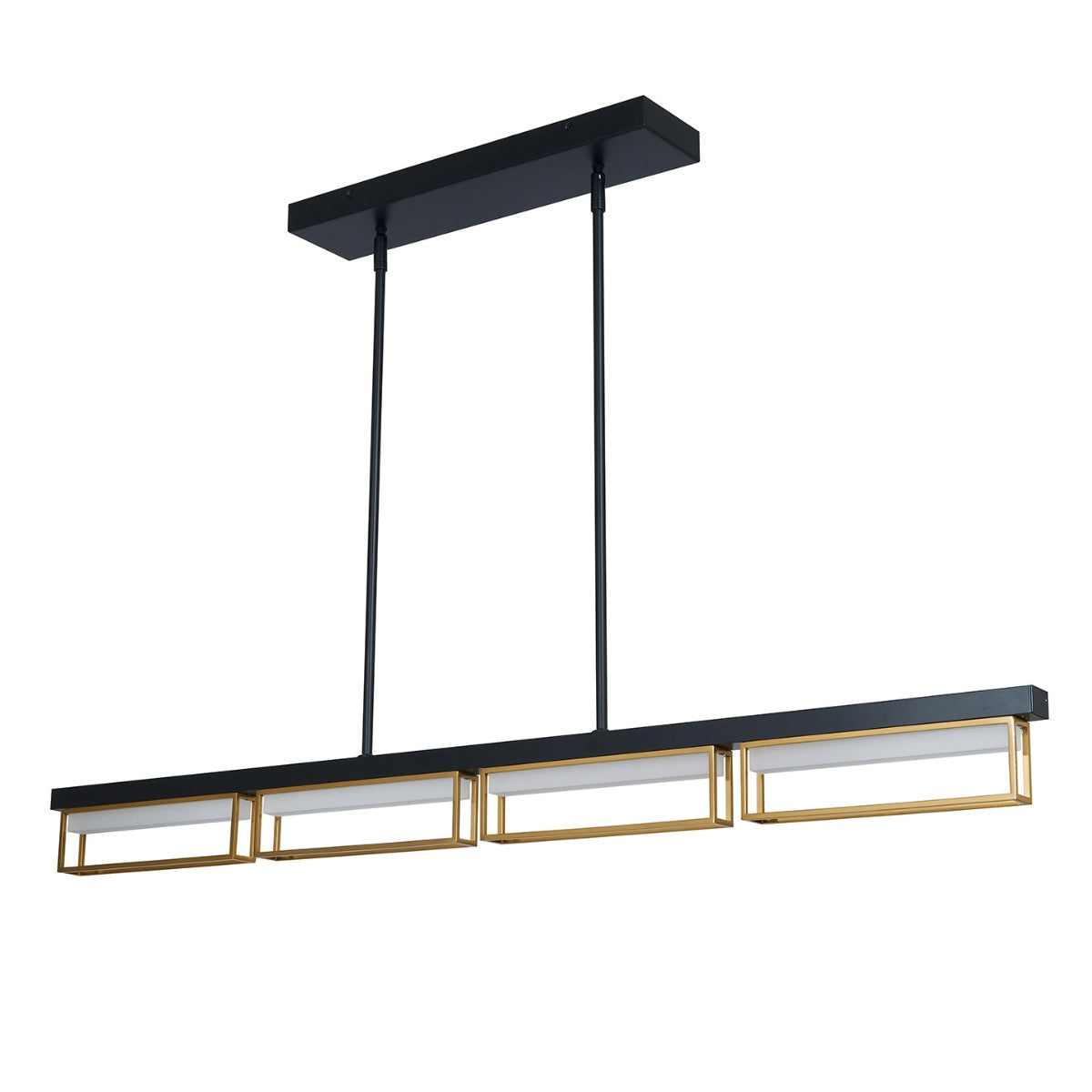 Abra 10019PN Pane 4-light ceiling pendant with framed design and frosted glass diffuser for modern dining and living spaces