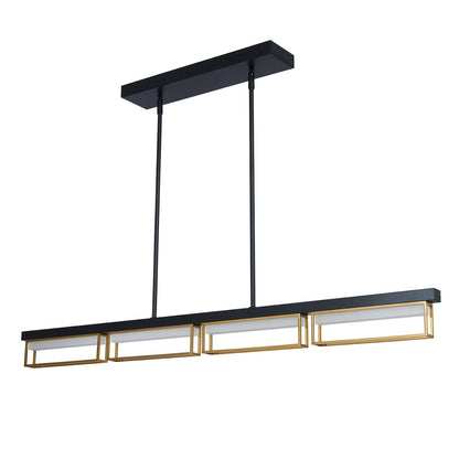 Abra 10019PN Pane 4-light ceiling pendant with framed design and frosted glass diffuser for modern dining and living spaces
