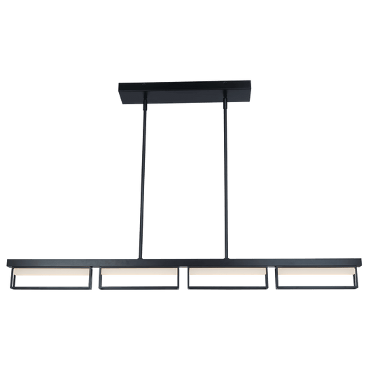Abra Pane 4- Light Framed Pendant with Frosted Glass Diffuser Matte Black