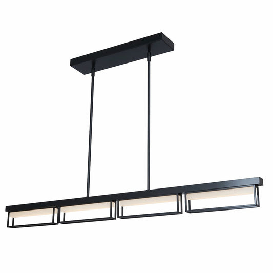 Abra Pane 10019PN contemporary 4-light pendant featuring a structured frame and frosted glass diffuser for soft illumination
