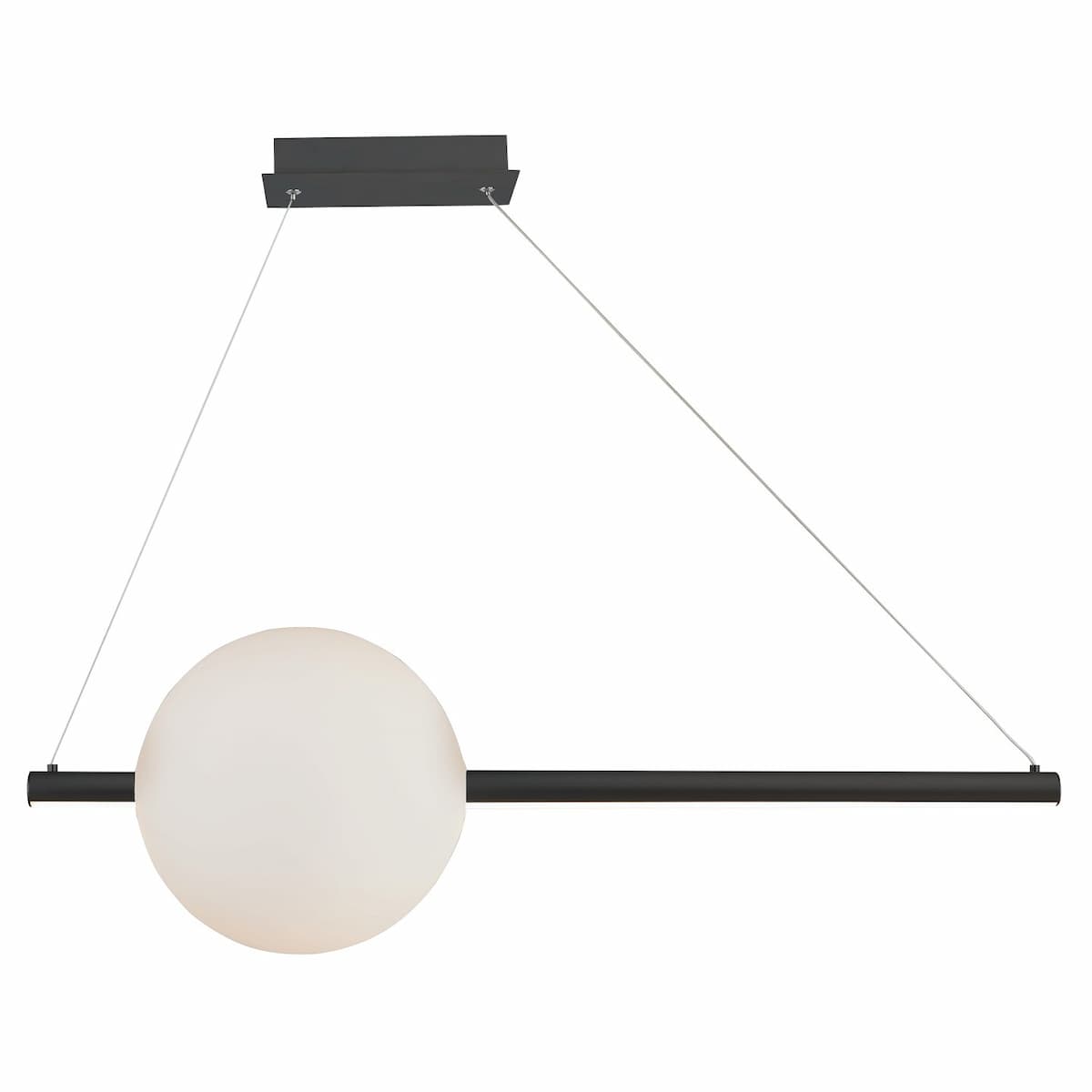 Abra Orb 10023PN linear bar pendant with opal glass orb and up-down illumination for modern interior lighting