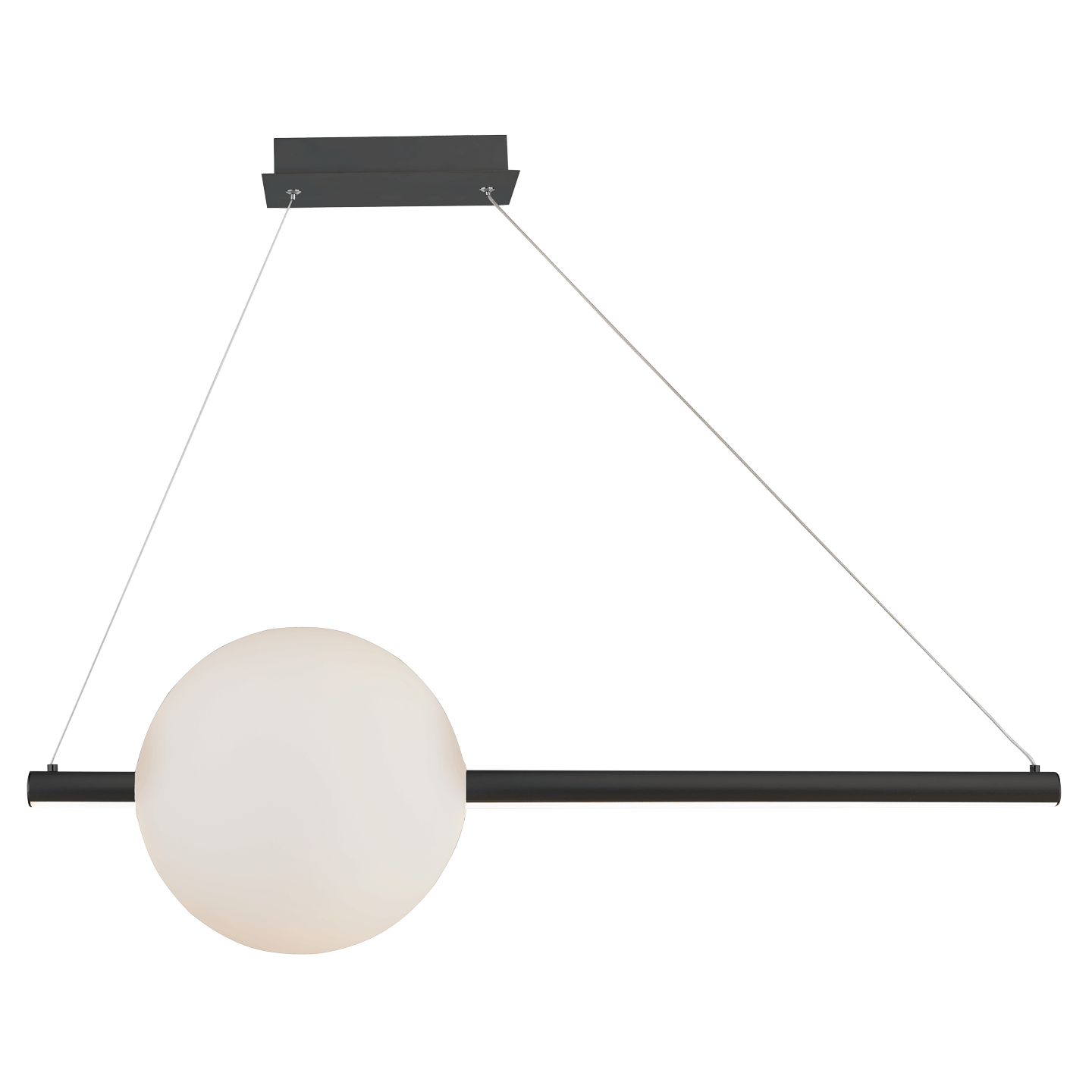 Abra ORB Linear Bar Pendant with Up-Down Illumination with Opal Glass Orb Black