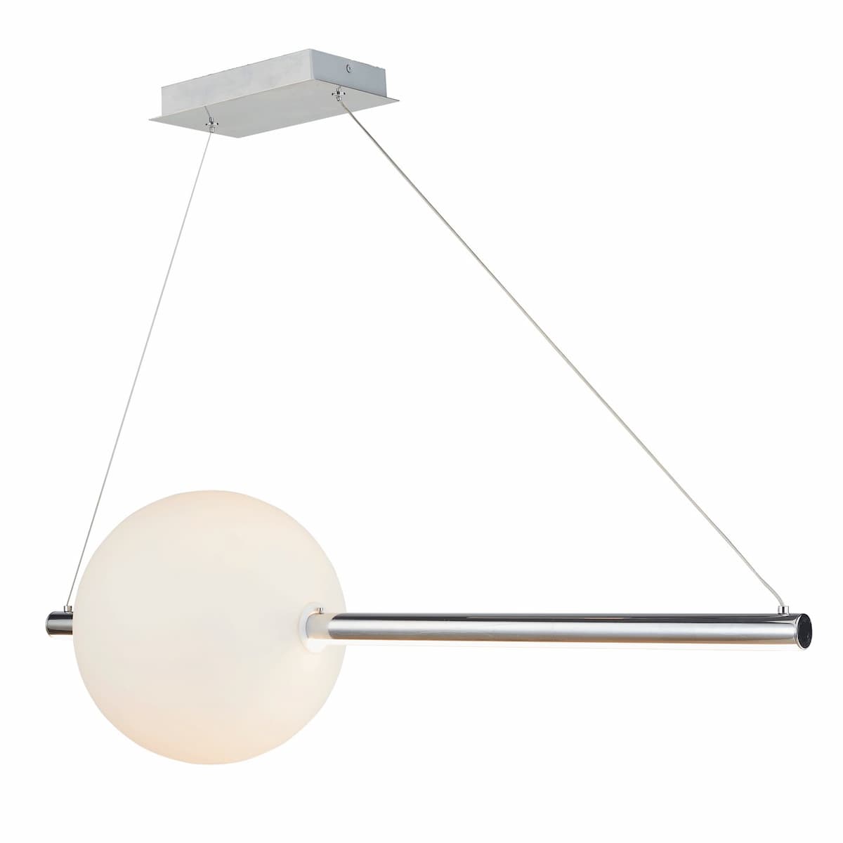 Abra Orb 10023PN LED linear pendant featuring an opal glass orb with integrated up and down illumination