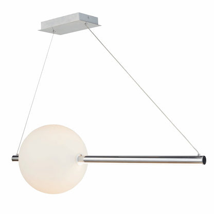 Abra Orb 10023PN LED linear pendant featuring an opal glass orb with integrated up and down illumination