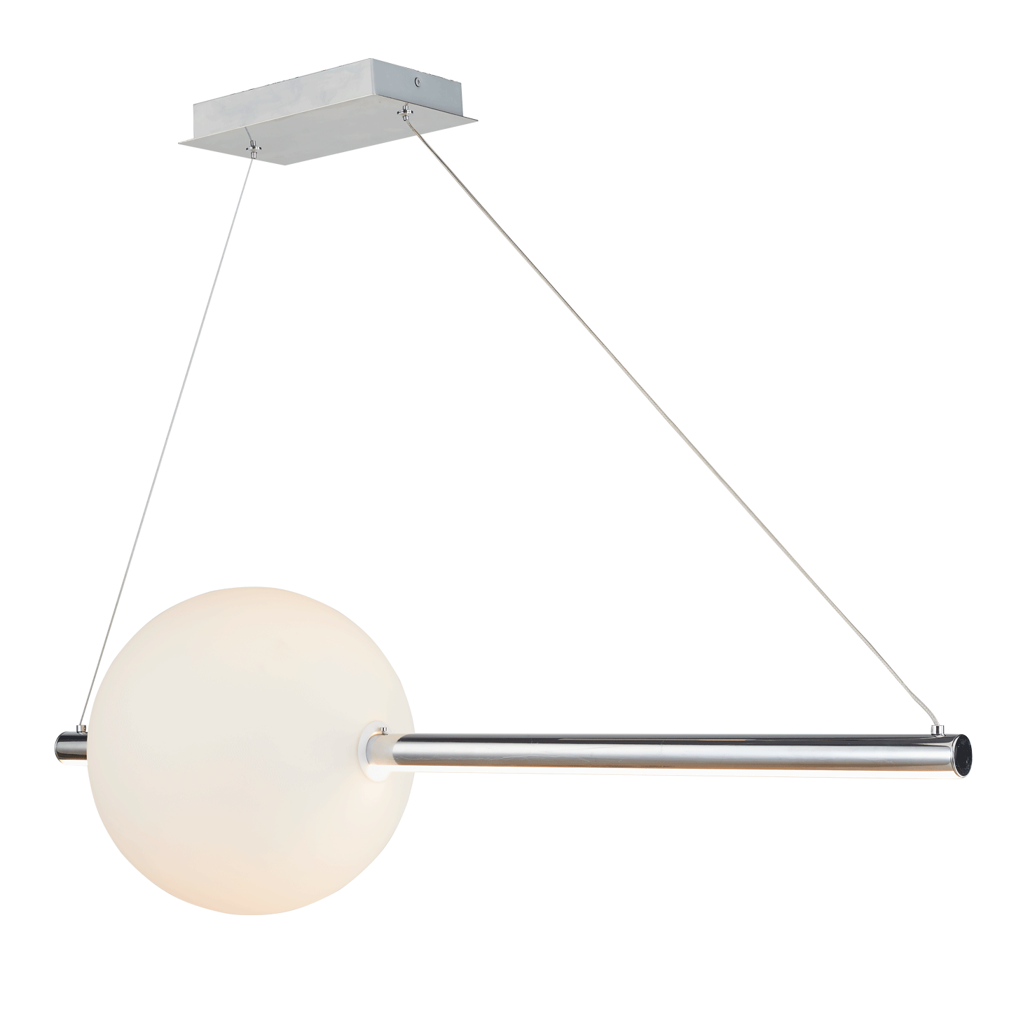 Abra ORB Linear Bar Pendant with Up-Down Illumination with Opal Glass Orb Chrome
