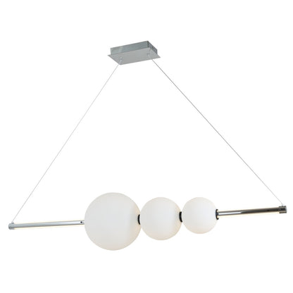 Abra Orb 10026PN LED linear pendant featuring three decorative glass orbs with integrated up and down lighting