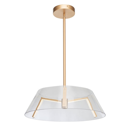 Abra Talon Clear Glass and LED Claw Pendant Brushed Brass