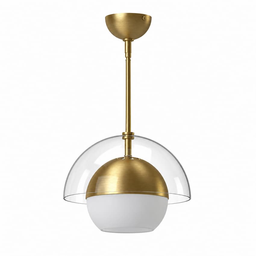 Alora Mood Lucy PD568212 Pendant Light, Close-Up View of Matte Opal Glass Shade and Decorative Brushed Gold Finish