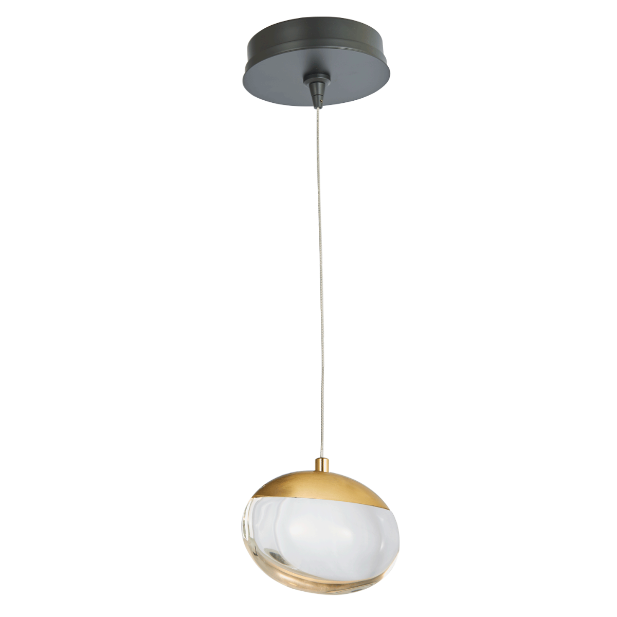 Abra Athena Teardrop Crystal Glass Pendant Including Canopy and Driver Matte Black : Brushed Brass