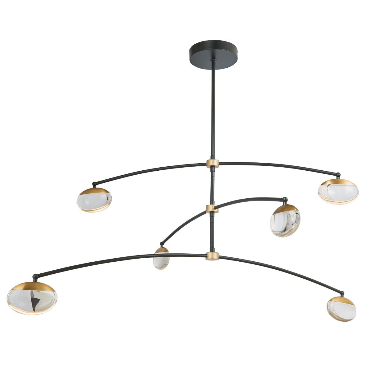 Abra Athena 10067PN 6-light pendant with crystal teardrops and cylinder glass shades for elegant modern interiors