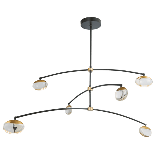 Abra Athena 6-Light Crystal Teardrop Cylinder Glass Pendant Matte Black : Brushed Brass