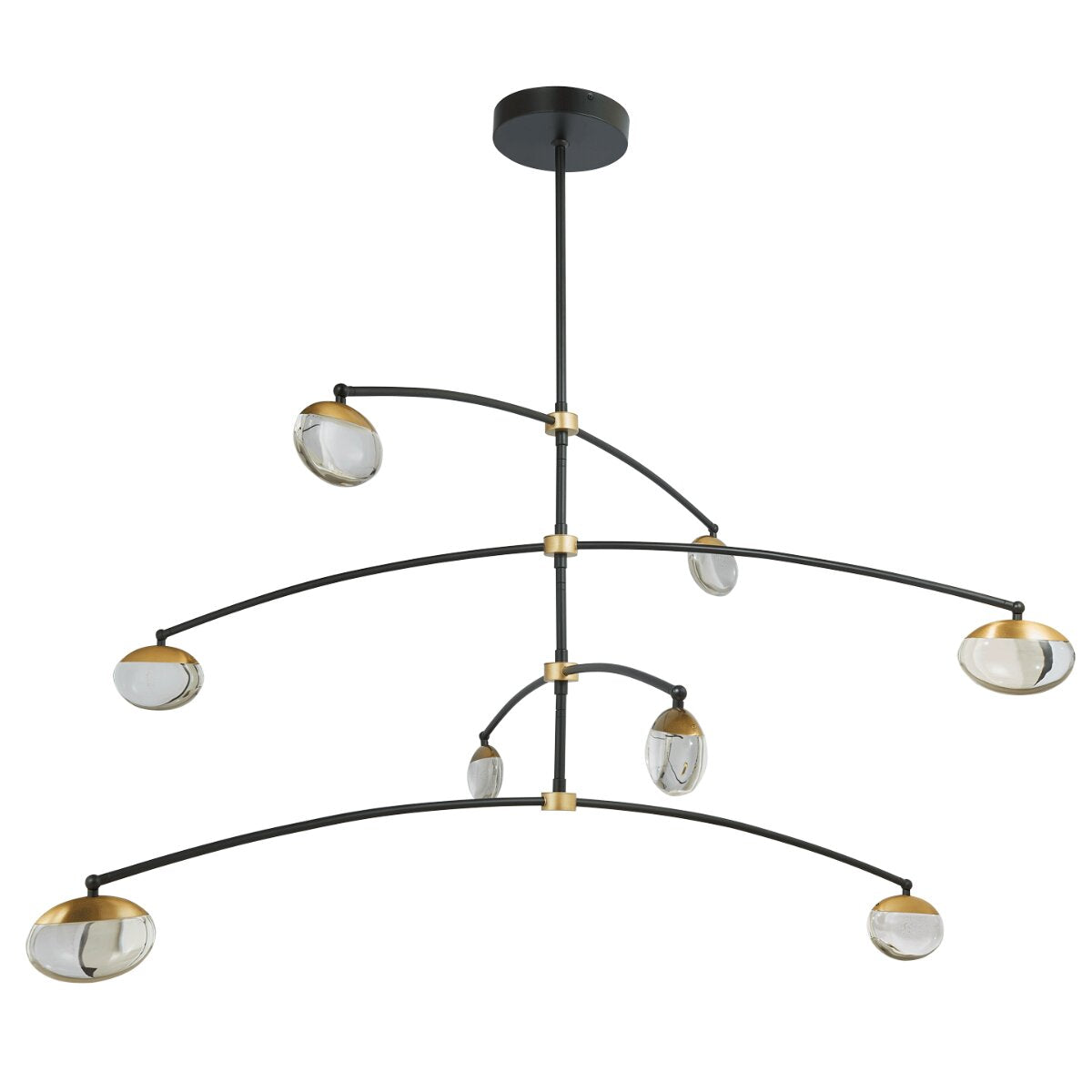 Abra Athena 10068PN 8-light ceiling pendant featuring decorative crystal teardrops and sleek cylinder glass shades