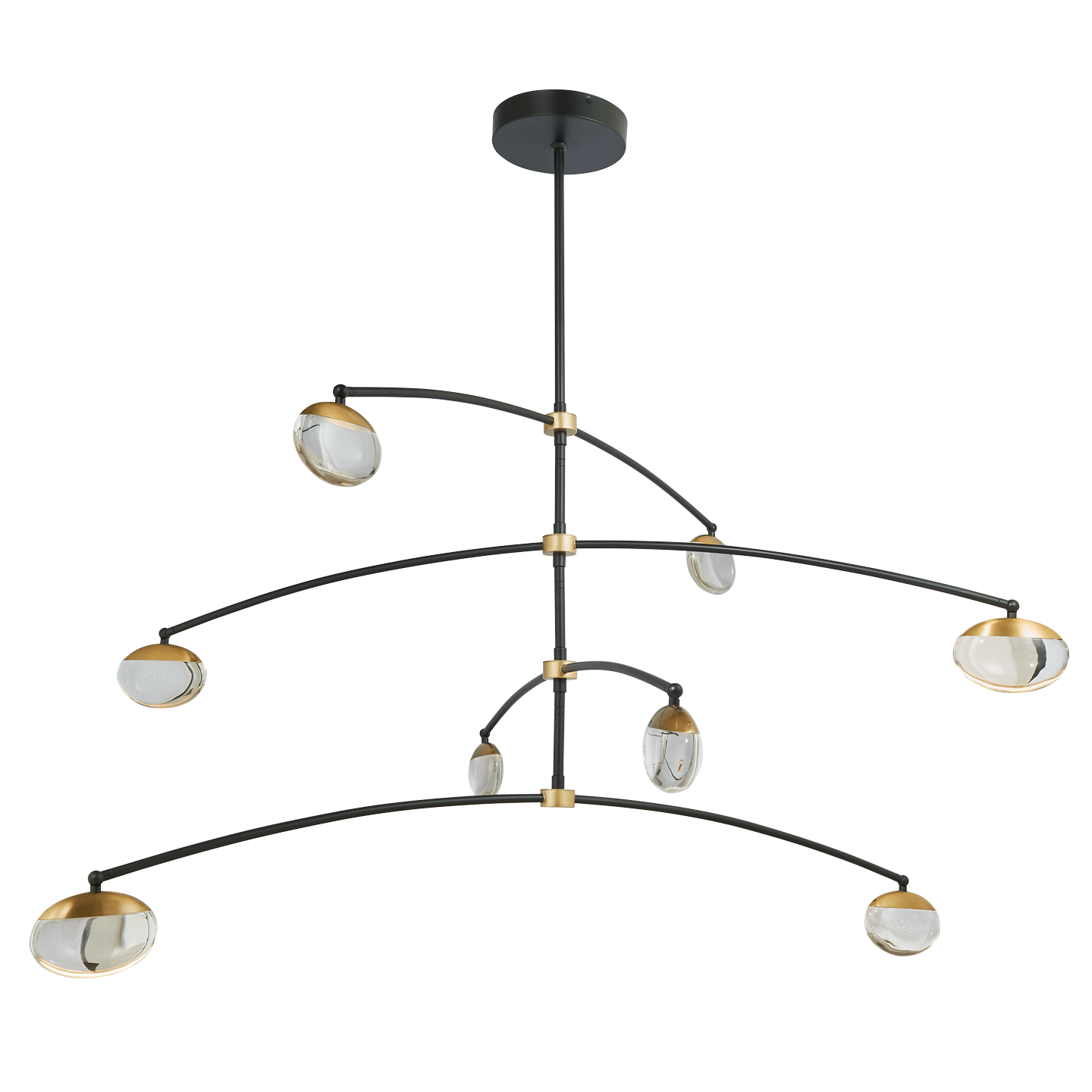 Abra Athena 8-Light Crystal Teardrop Cylinder Glass Pendant Matte Black : Brushed Brass