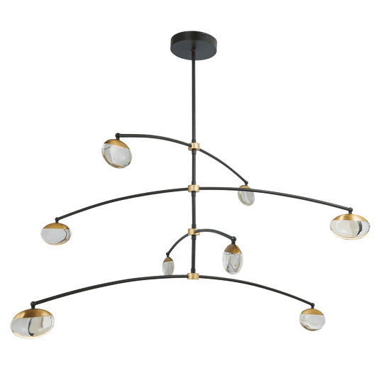 Abra Athena 8-Light Crystal Teardrop Cylinder Glass Pendant Matte Black : Brushed Brass