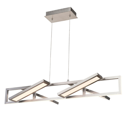 Abra Helix Rectangular Pendant with Four Pivoting Light Guide Diffusers Brushed Nickel