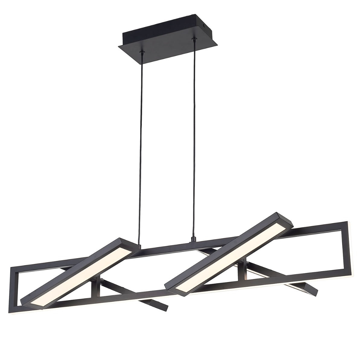 Abra Helix 10110PN LED pendant fixture featuring four adjustable pivoting light guide diffusers in a contemporary rectangular design