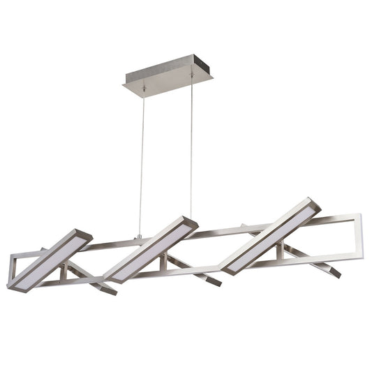 Abra Helix Rectangular Pendant with Six Pivoting Light Guide Diffusers Brushed Nickel