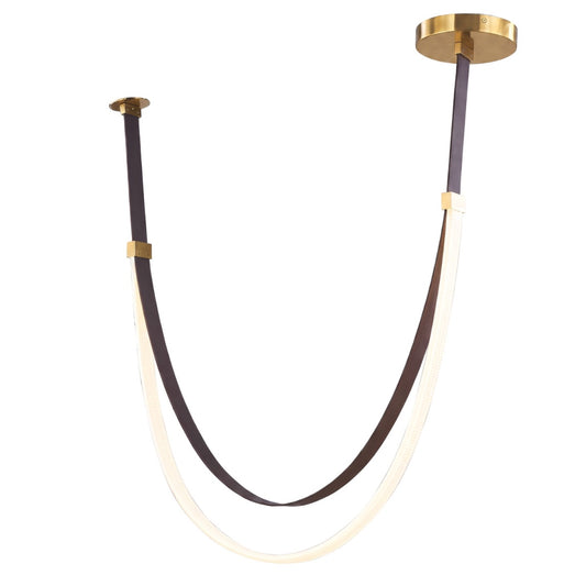 Abra MilkyWay Flat Silicon Rope Pendant with Leather Suspension Brushed Brass