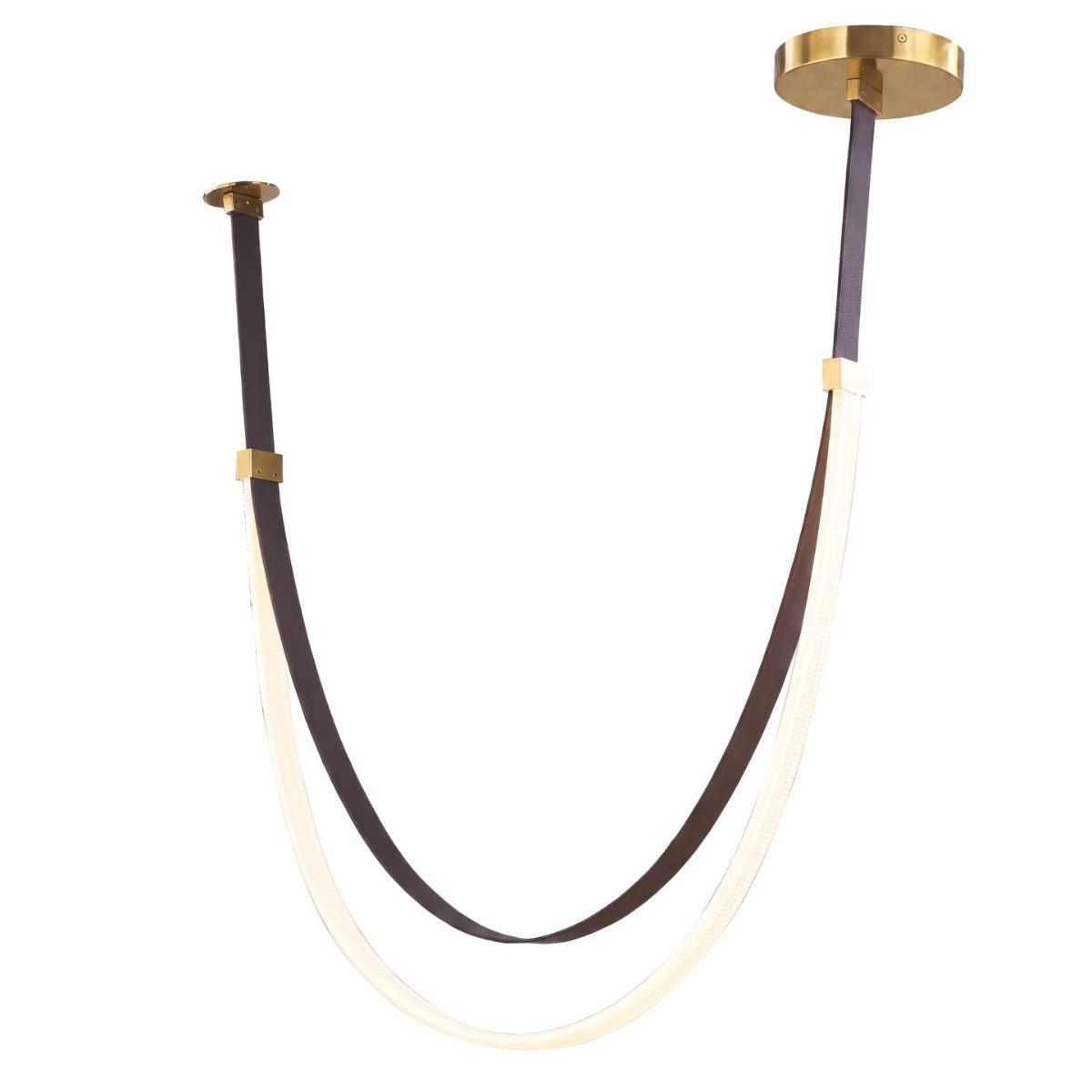 Abra Milkyway 10112PN 78-inch flat silicone rope pendant light with leather suspension for modern interior lighting