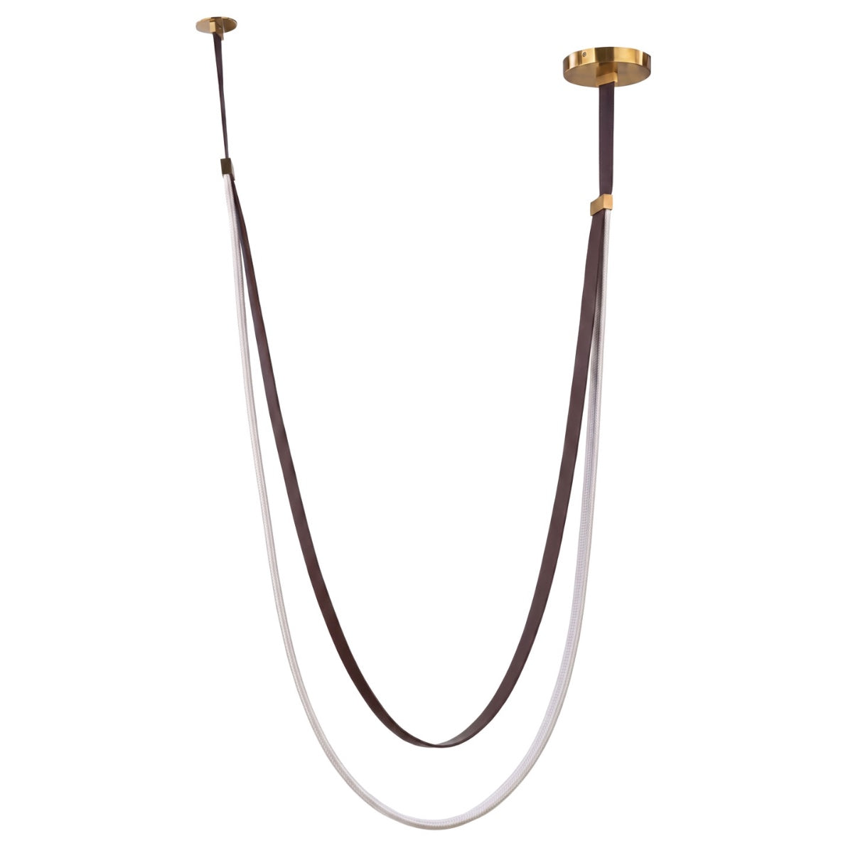 Abra Milkyway 10113PN pendant fixture featuring a flat silicone light rope with decorative leather suspension for contemporary interiors