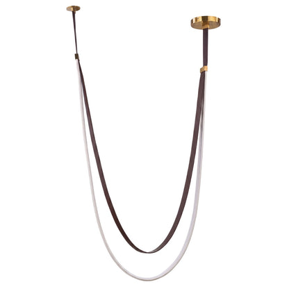 Abra Milkyway 10113PN pendant fixture featuring a flat silicone light rope with decorative leather suspension for contemporary interiors
