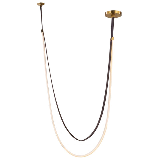 Abra MilkyWay Flat Silicon Rope Pendant with Leather Suspension Brushed Brass