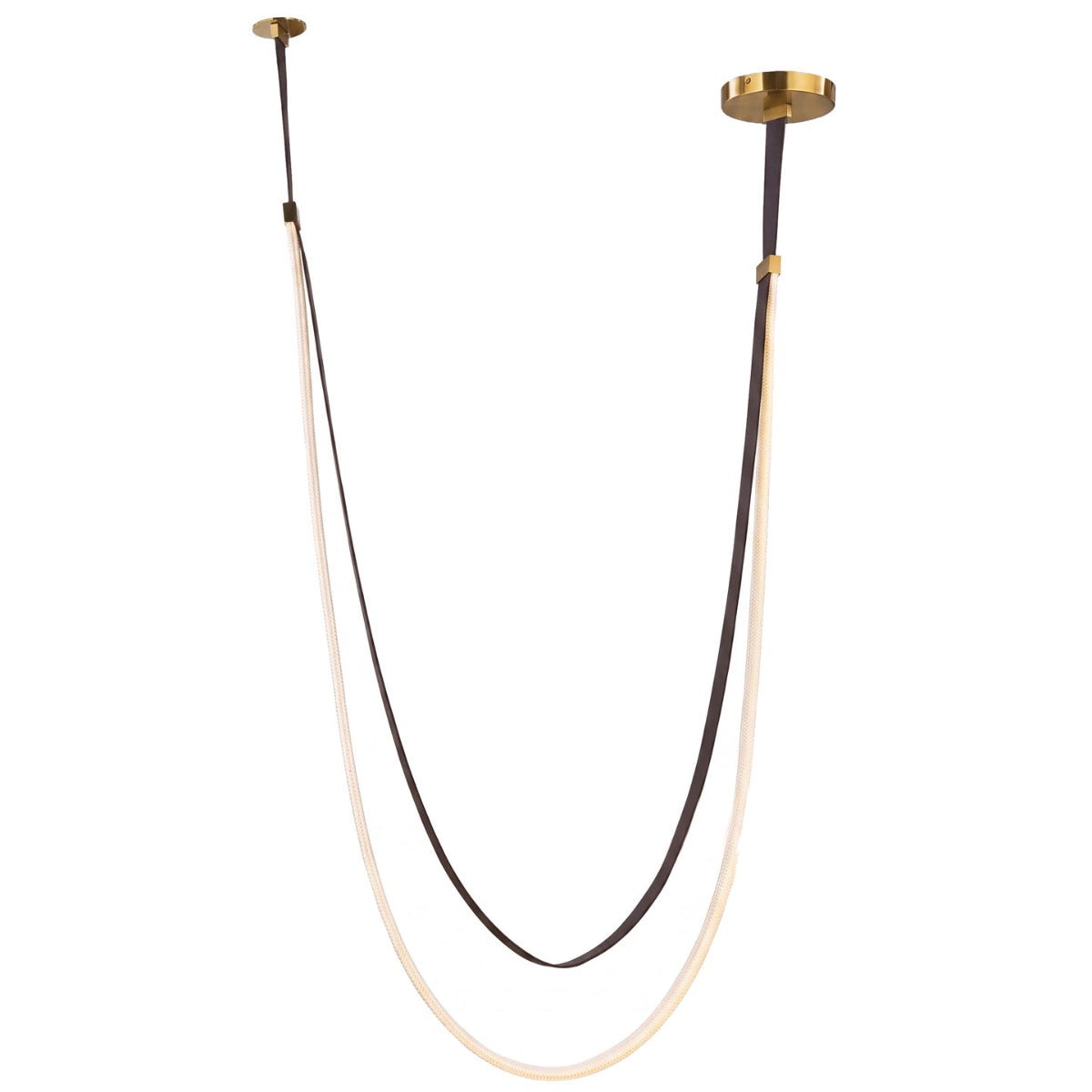 Abra Milkyway 10113PN 98-inch flat silicone rope pendant light with leather suspension for modern interior lighting