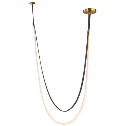 Abra Milkyway 10113PN 98-inch flat silicone rope pendant light with leather suspension for modern interior lighting