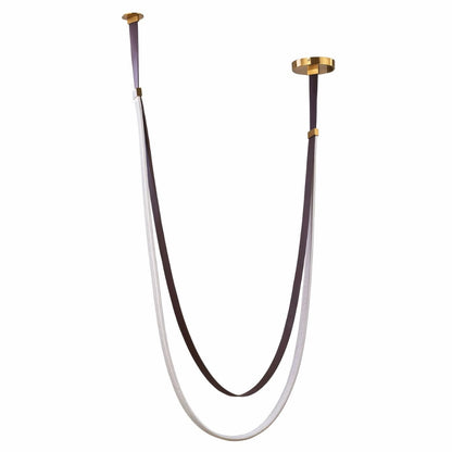 Abra Milkyway 10114PN pendant fixture featuring a flat silicone light rope with decorative leather suspension for contemporary interiors