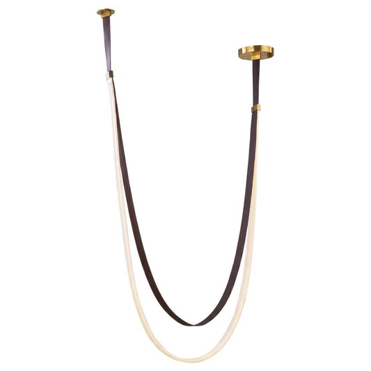 Abra MilkyWay Flat Silicon Rope Pendant with Leather Suspension Brushed Brass