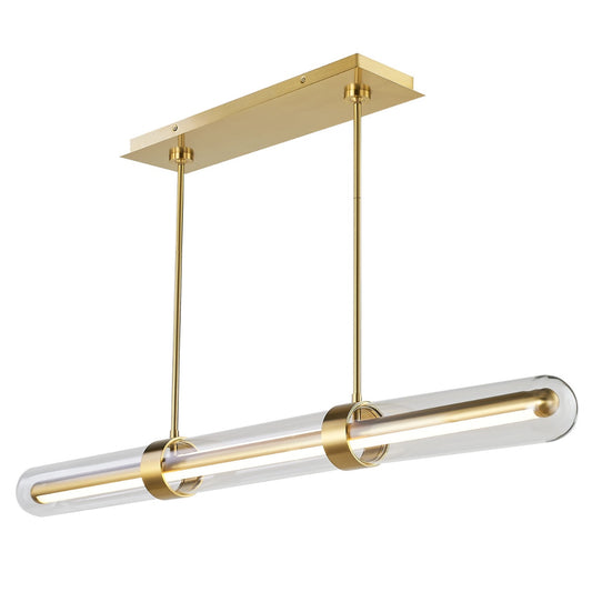 Abra Sterling Clear Outer Glass Pendant with Up and Down Light Brushed Brass