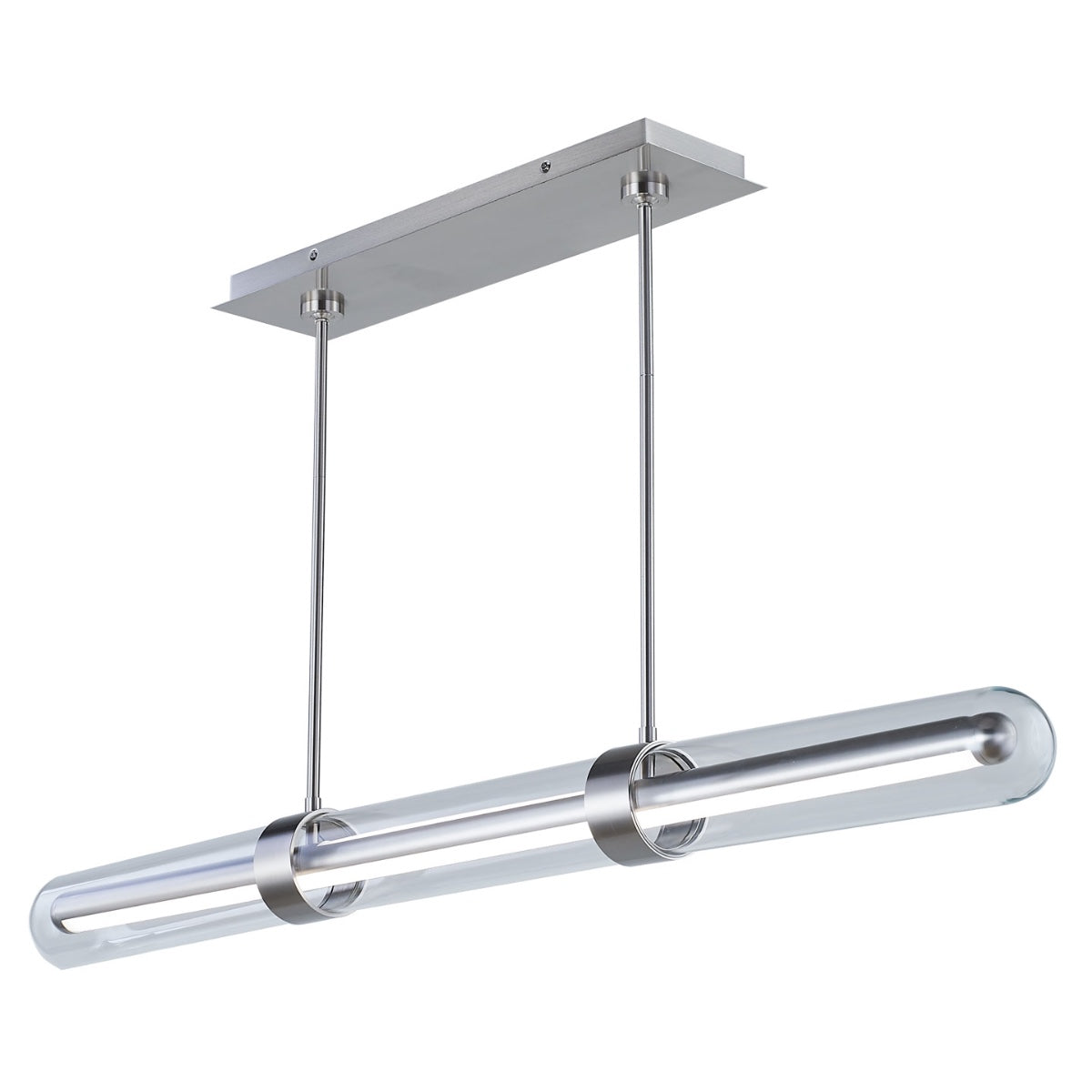 Abra Sterling Clear Outer Glass Pendant with Up and Down Light Brushed Nickel
