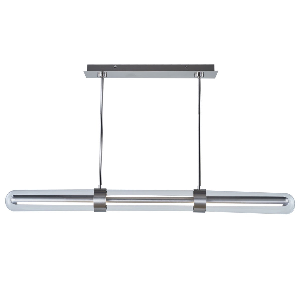 Abra 10130PN Sterling 47.1-inch clear glass pendant light with dual-direction up-and-down illumination for residential and commercial spaces
